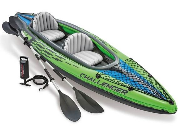 Intex Challenger K2 aufblasbares Kajak | 2-Personen-Kajak | inkl. Paddeln und Pumpe